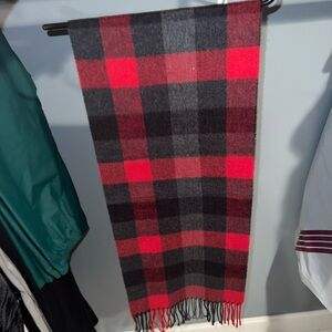 Geoffrey Beene Red and Black Plaid Scarf